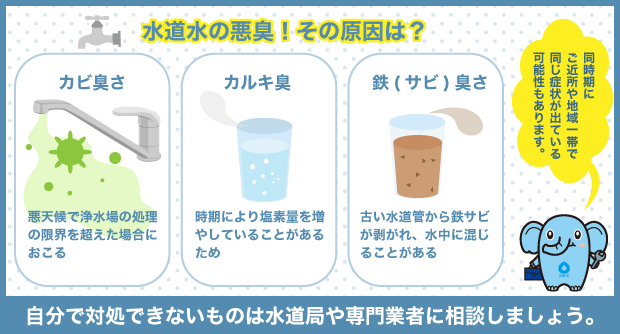 水道水の悪臭！その原因は？