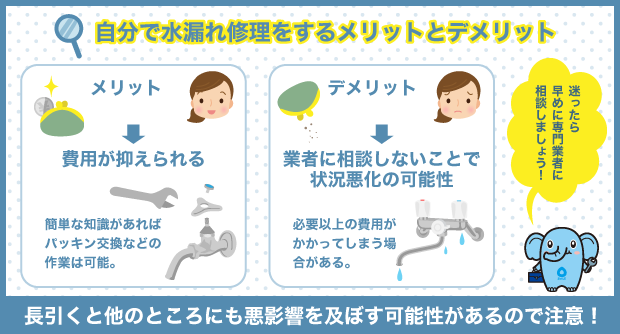 自分で水漏れ修理をするメリットとデメリット