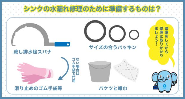 シンクの水漏れ修理のために準備するものは？