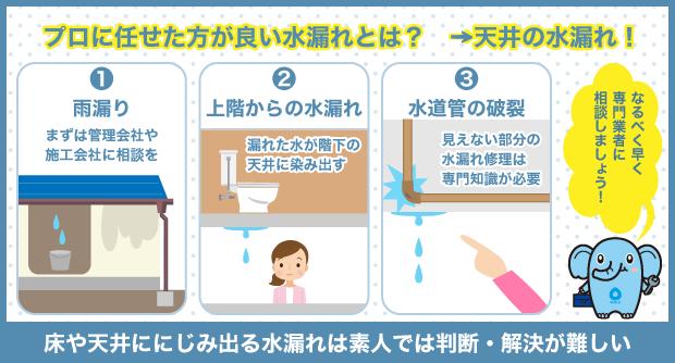 プロに任せた方が良い水漏れとは？→天井の水漏れ！