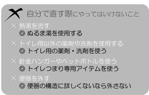 トイレつまりを自分で直す際にやってはいけないこと