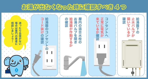 給湯器からお湯が出ない　確認すべき4つ